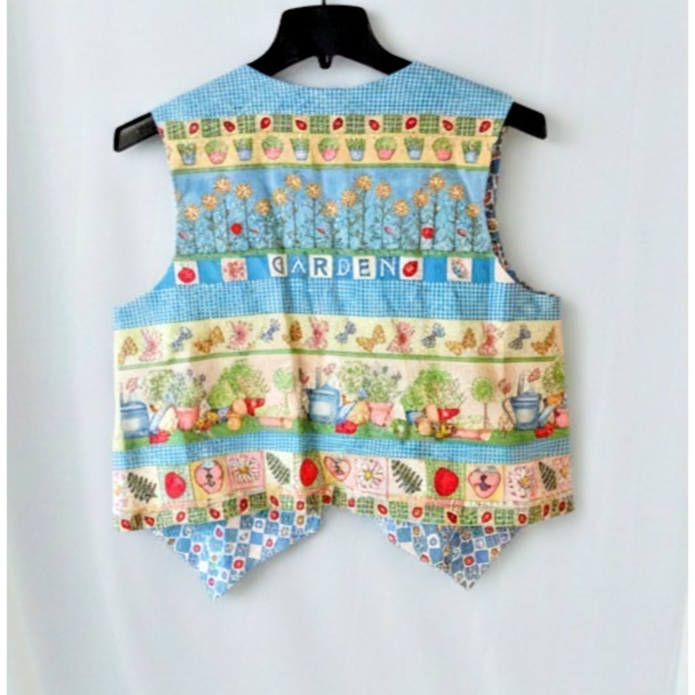 Womens Vintage 90s Easter‎ Spring Garden Theme Vest Size M Sunflower Ladybug - Picture 2 of 10